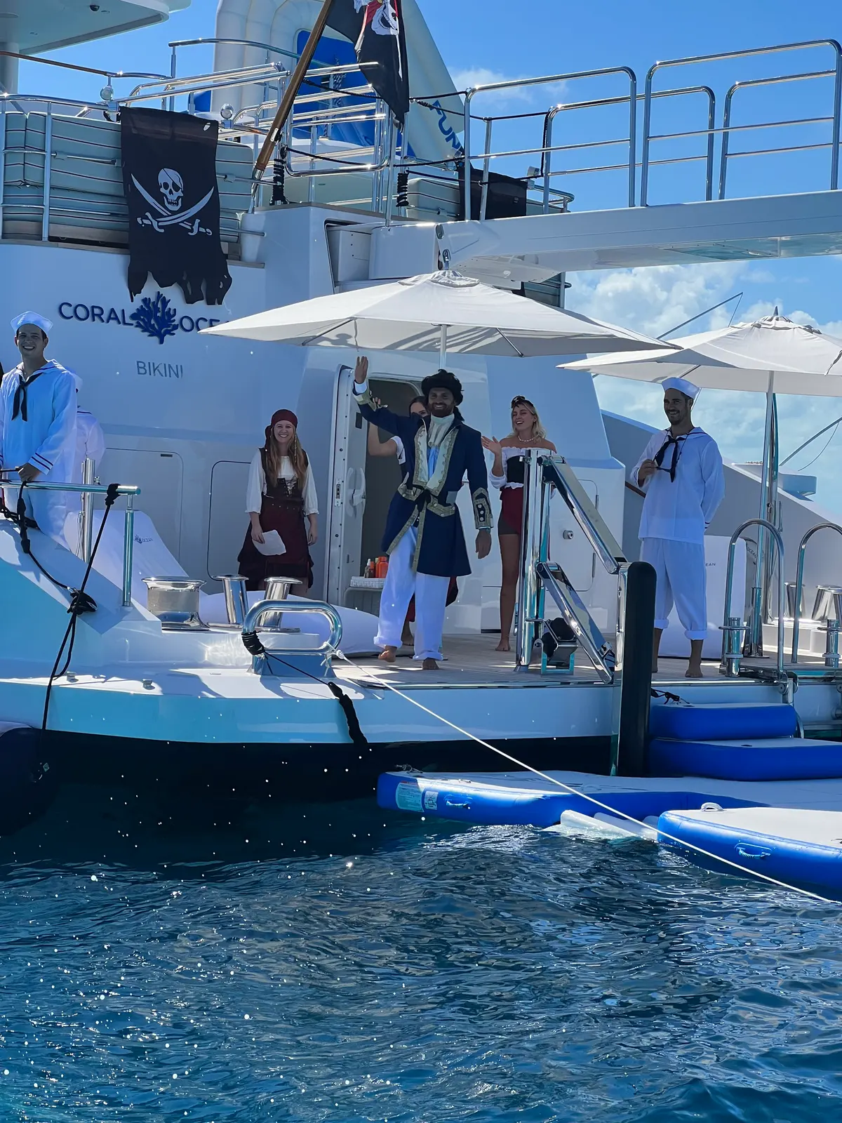 The crew dressed as pirates and sailors for the themed night