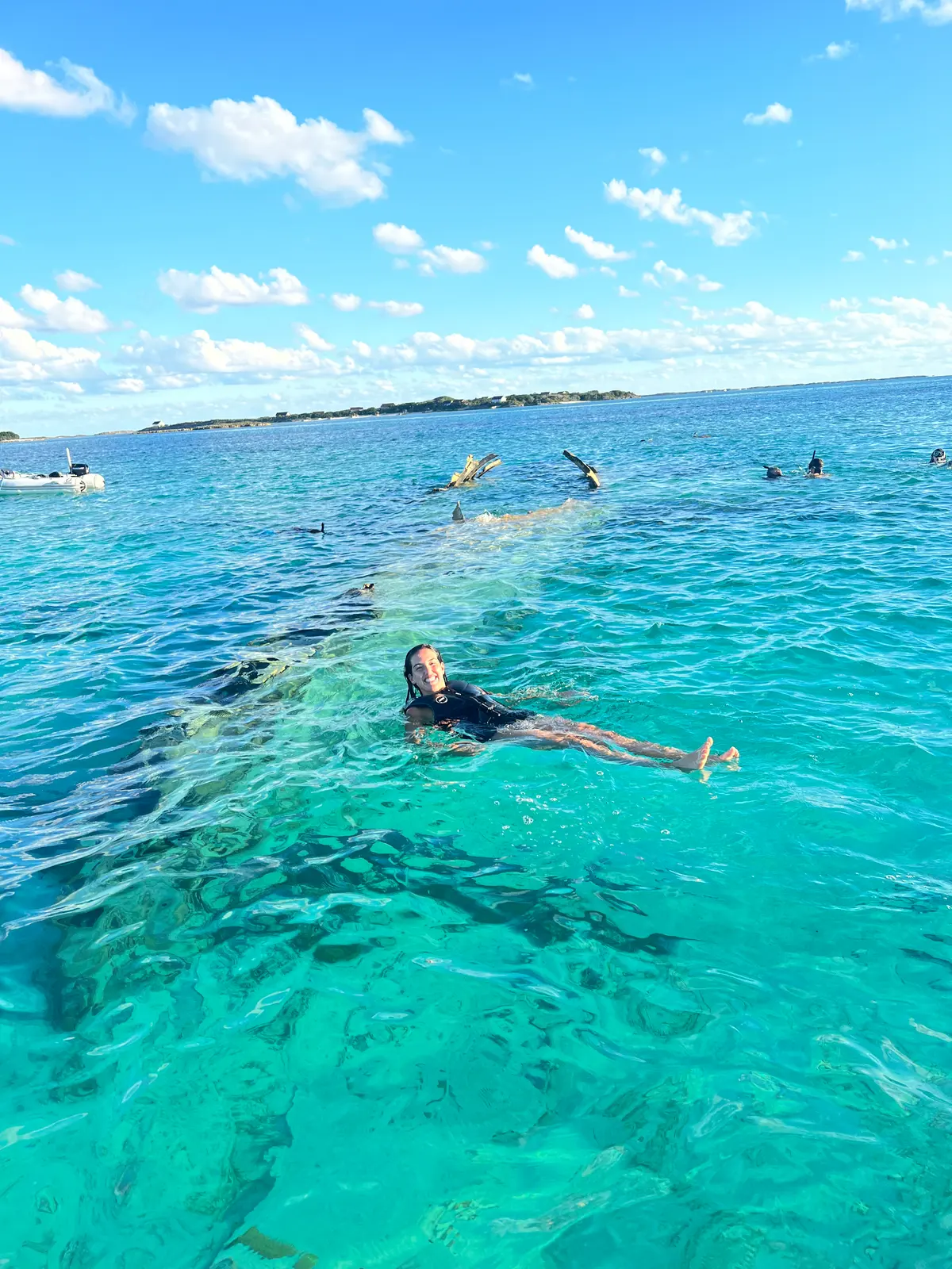 Floating over the drug plane wreck off Norman's Cay